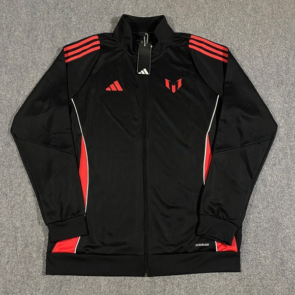 adidas Other - Adidas Messi Full Zip Track Jacket Adult XL Black Red Stripes Soccer Aeroready